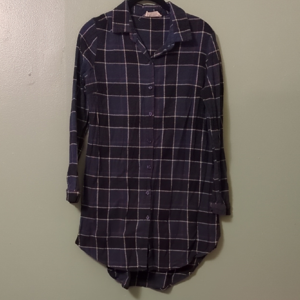 Peach Love California Navy and Red Plaid Shirt